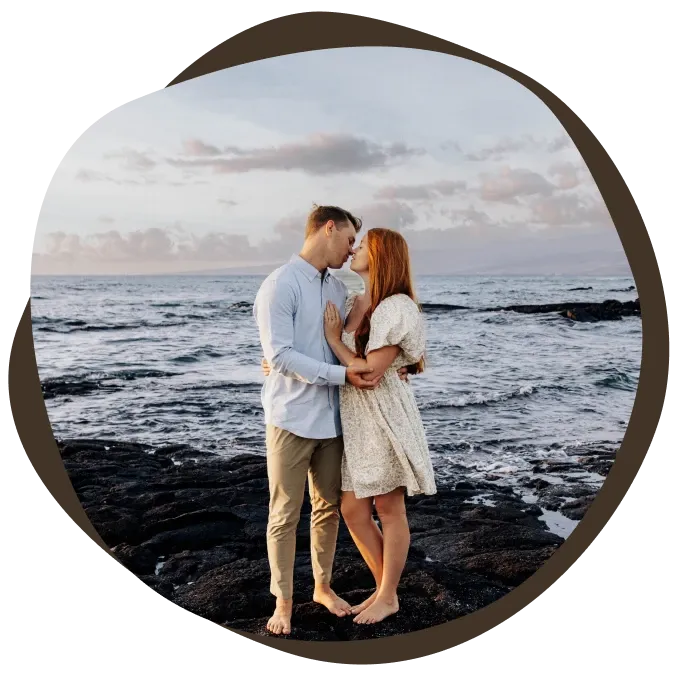 Couple at a beach wedding in Hawaii