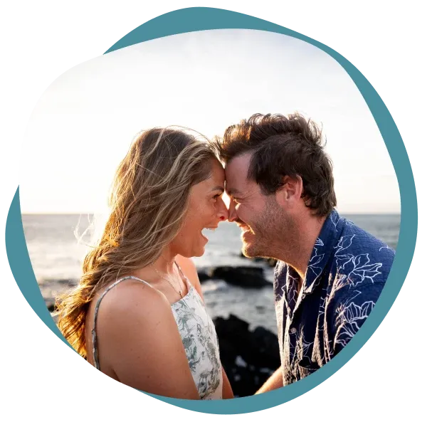 Couple at a beach wedding in Hawaii